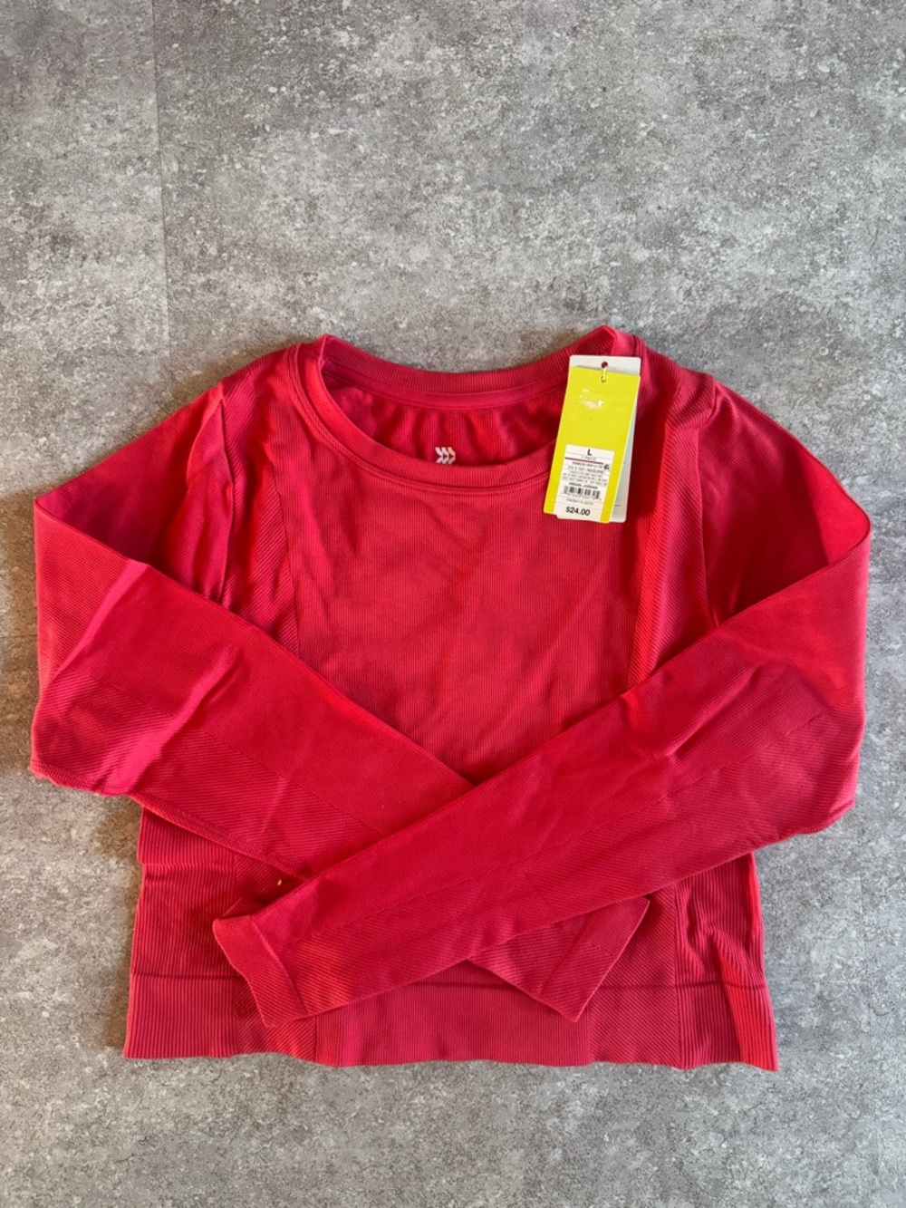 All in Motion Seamless Crop Long Sleeve Top in Red - Size Large